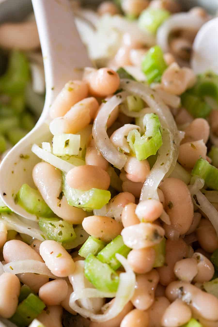 Close up of the bean salad.