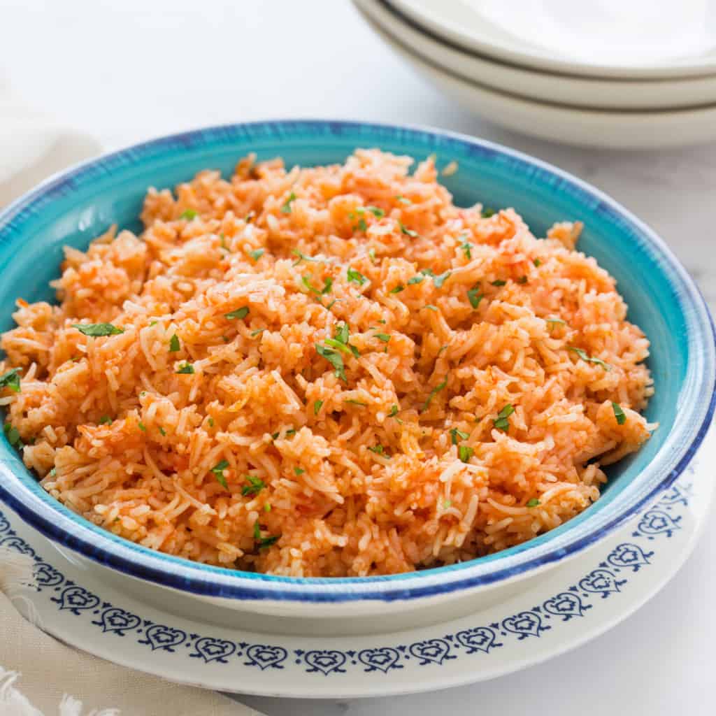 Receta de arroz mexicano rojo.