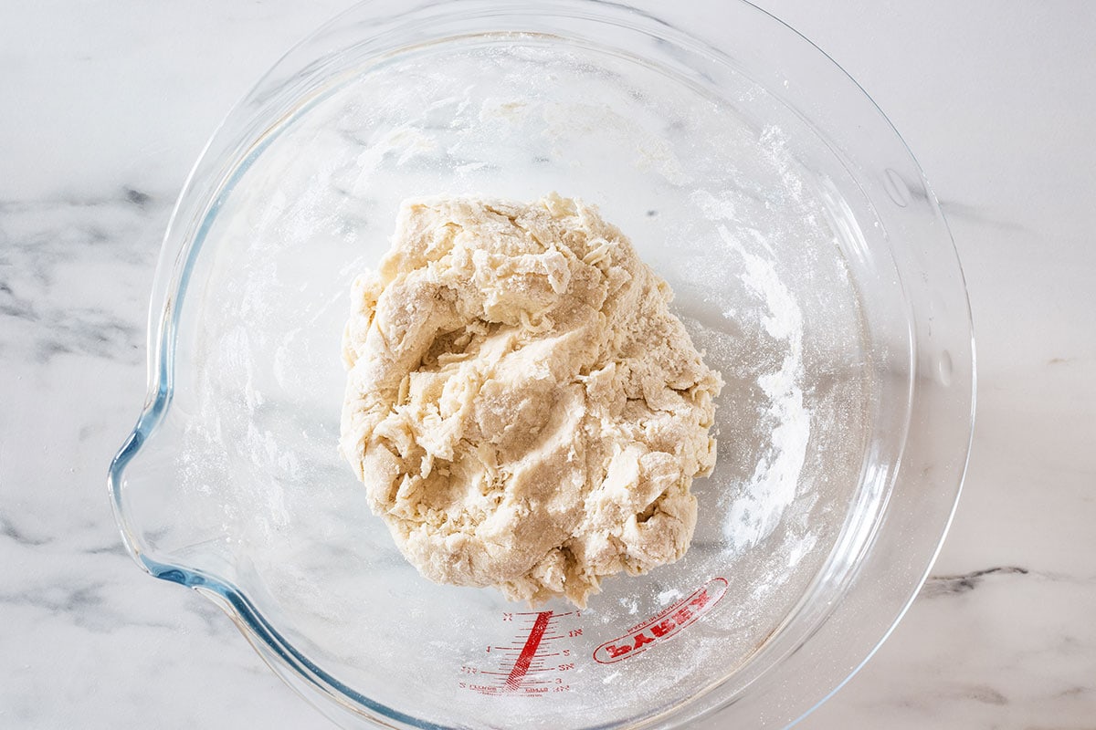 Gnocco dough combined into a bowl.