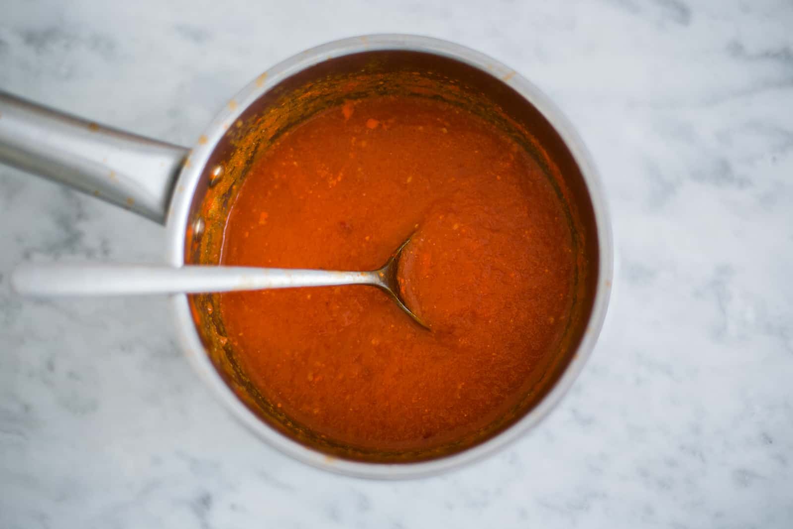 Habanero sauce on a saucepan.