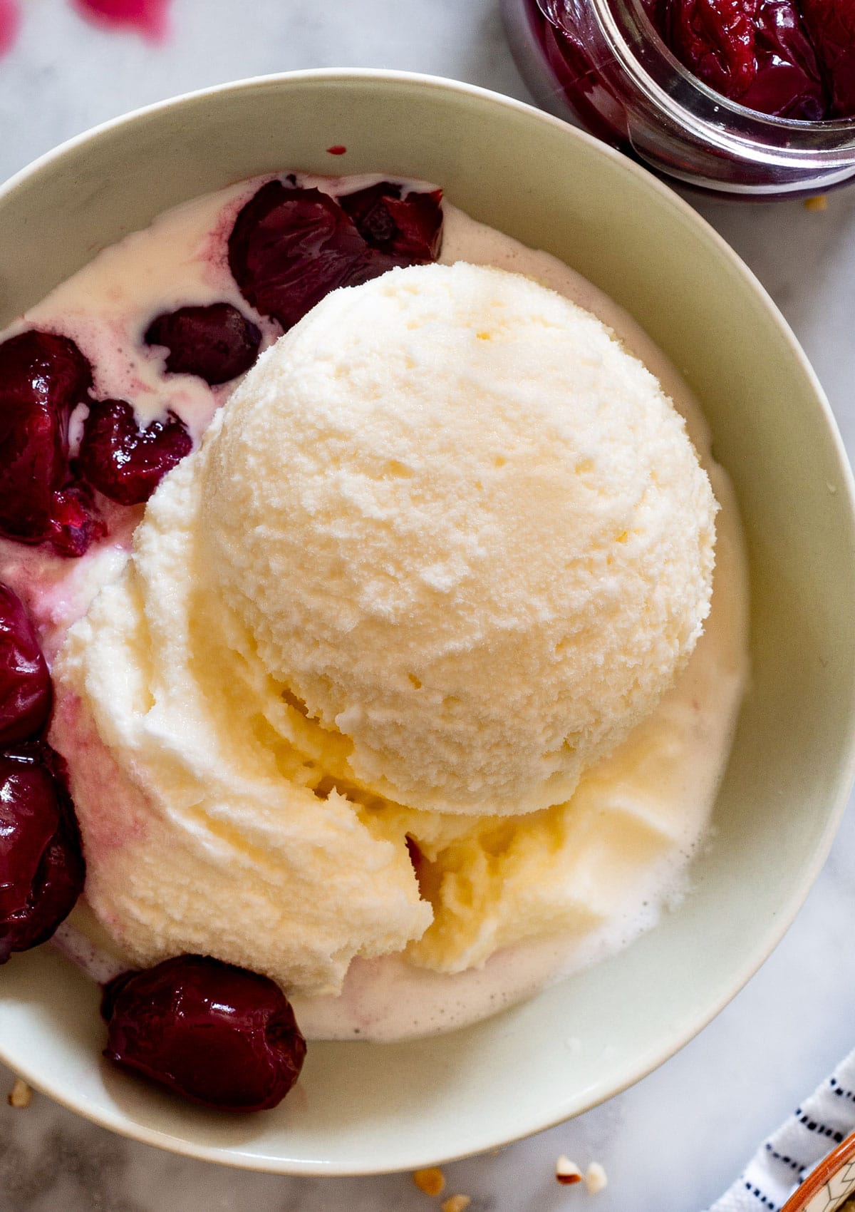 Close-up of mascarpone gelato ice cream.