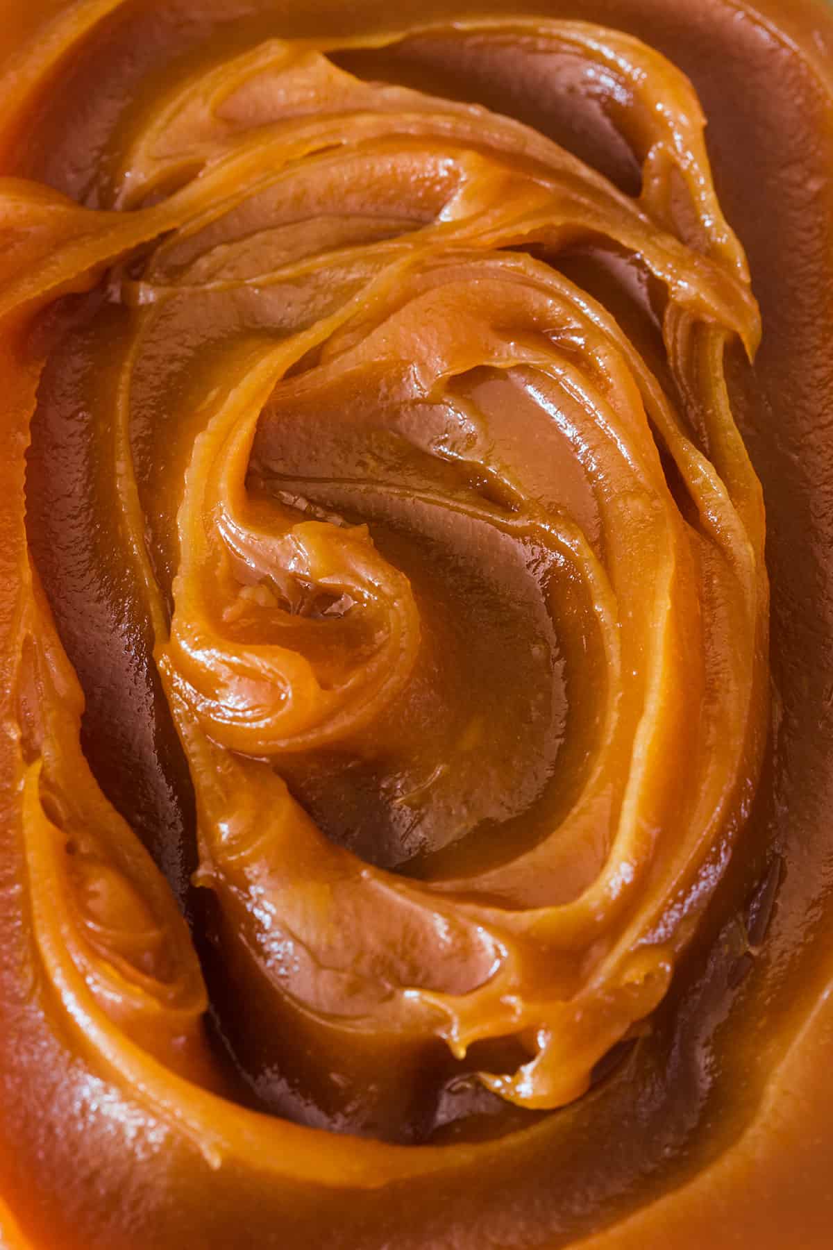 Close-up of Mexican caramel cajeta texture.