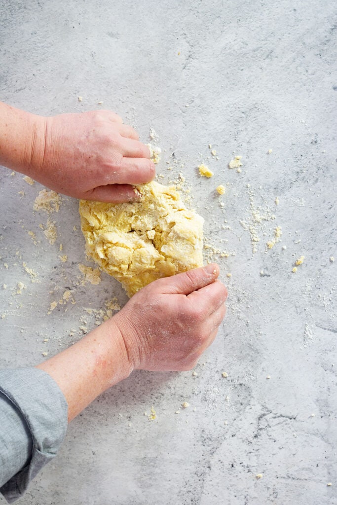 Kneading the dough.