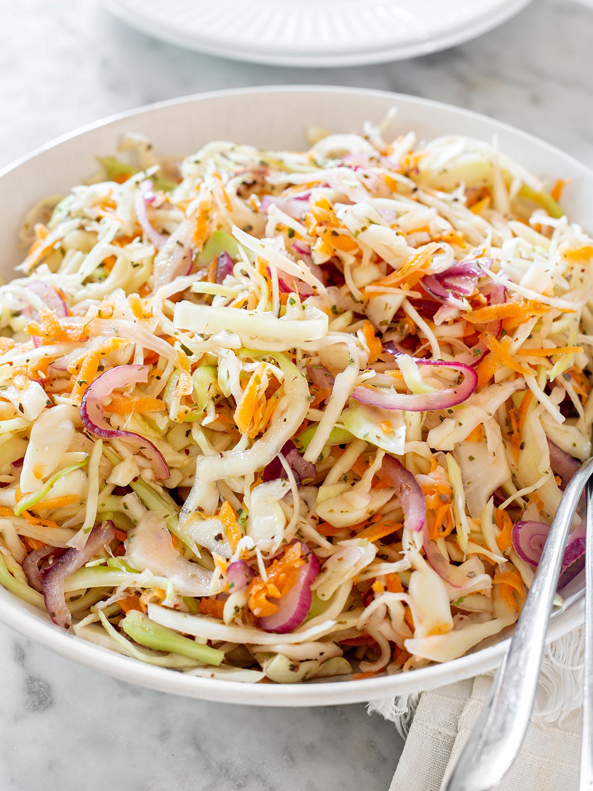 Mexican cabbage slaw salad in a bowl.