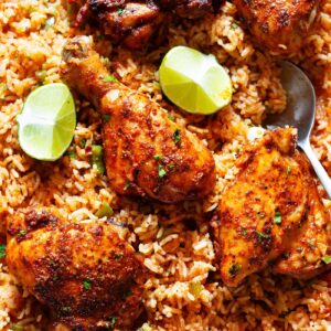 Baked Mexican chicken over rice recipe.