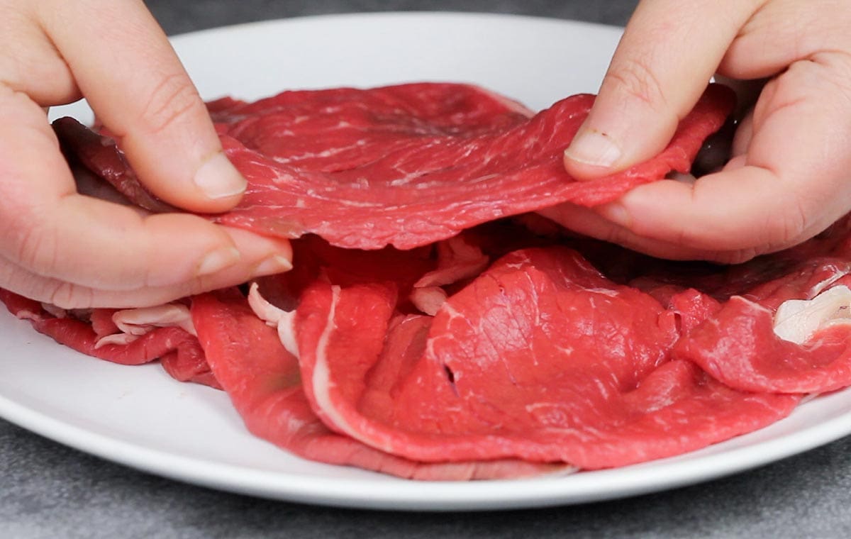 Showing how thin the meat slices are.