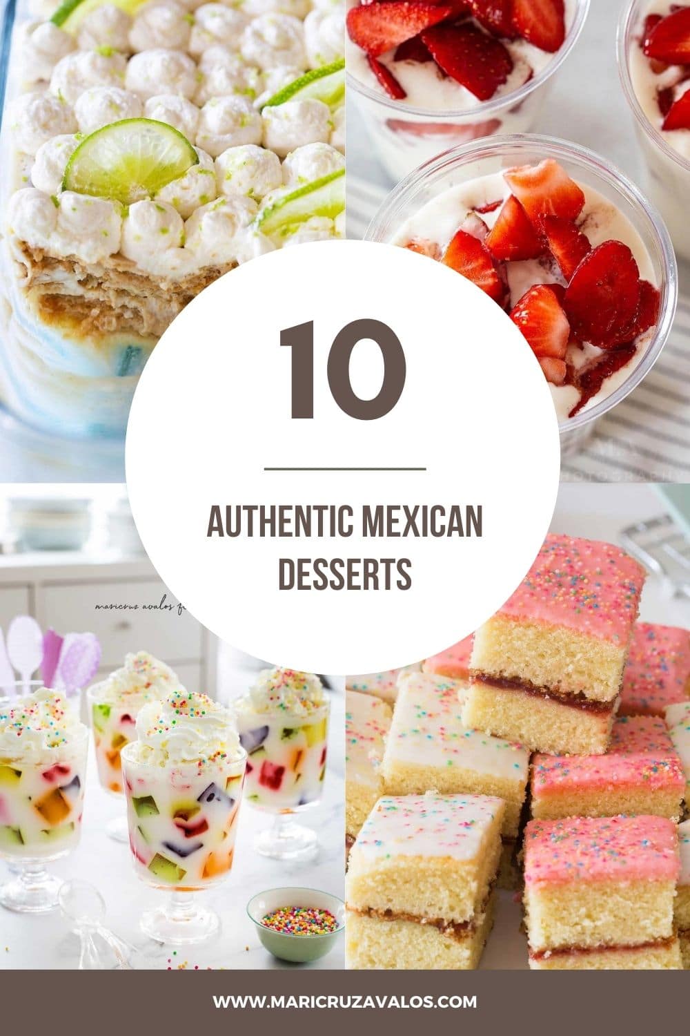 Mexican desserts collage with text overlay.