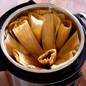 Tamales inside an Instant Pot.