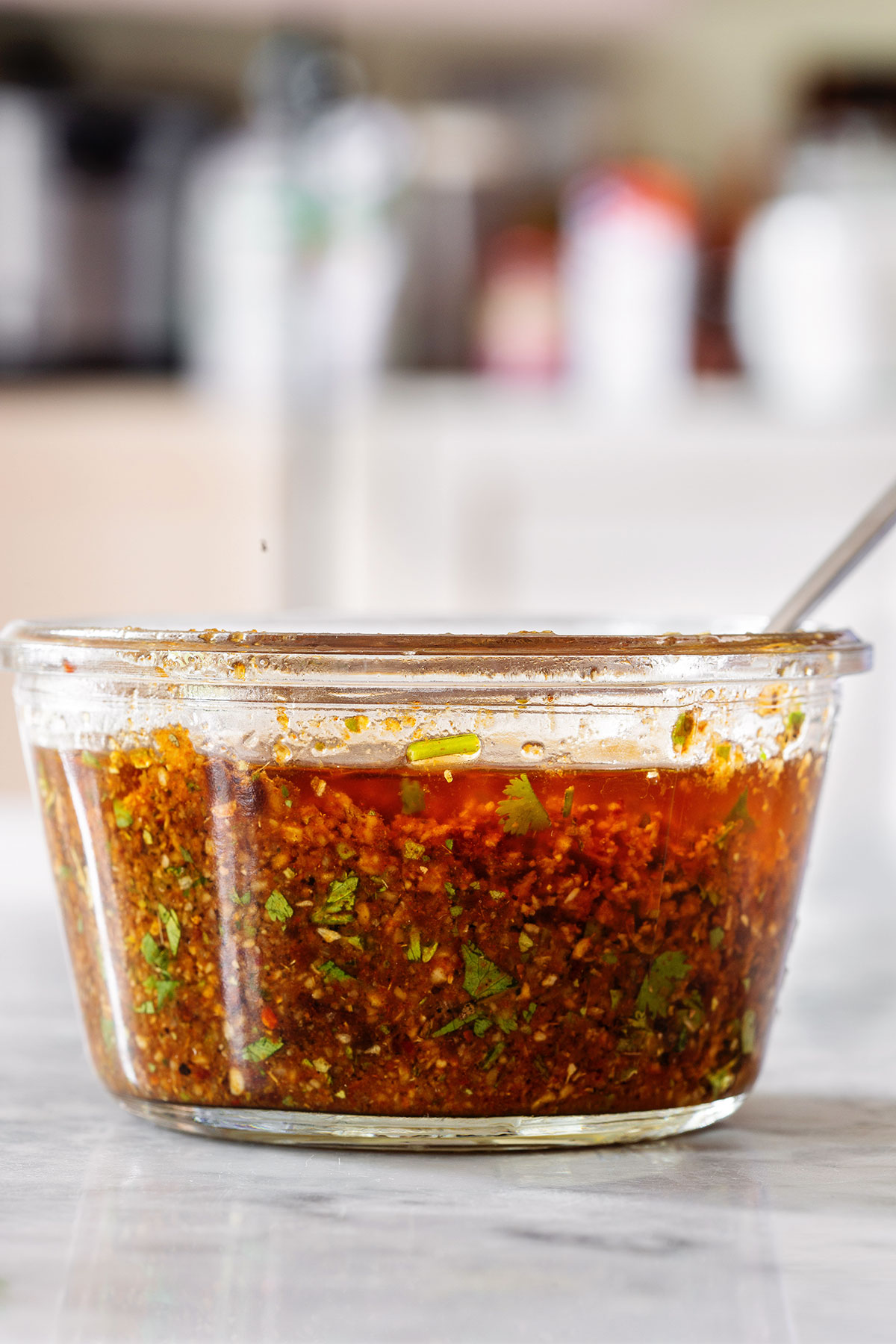 Authentic Mexican chicken marinade in a jar.