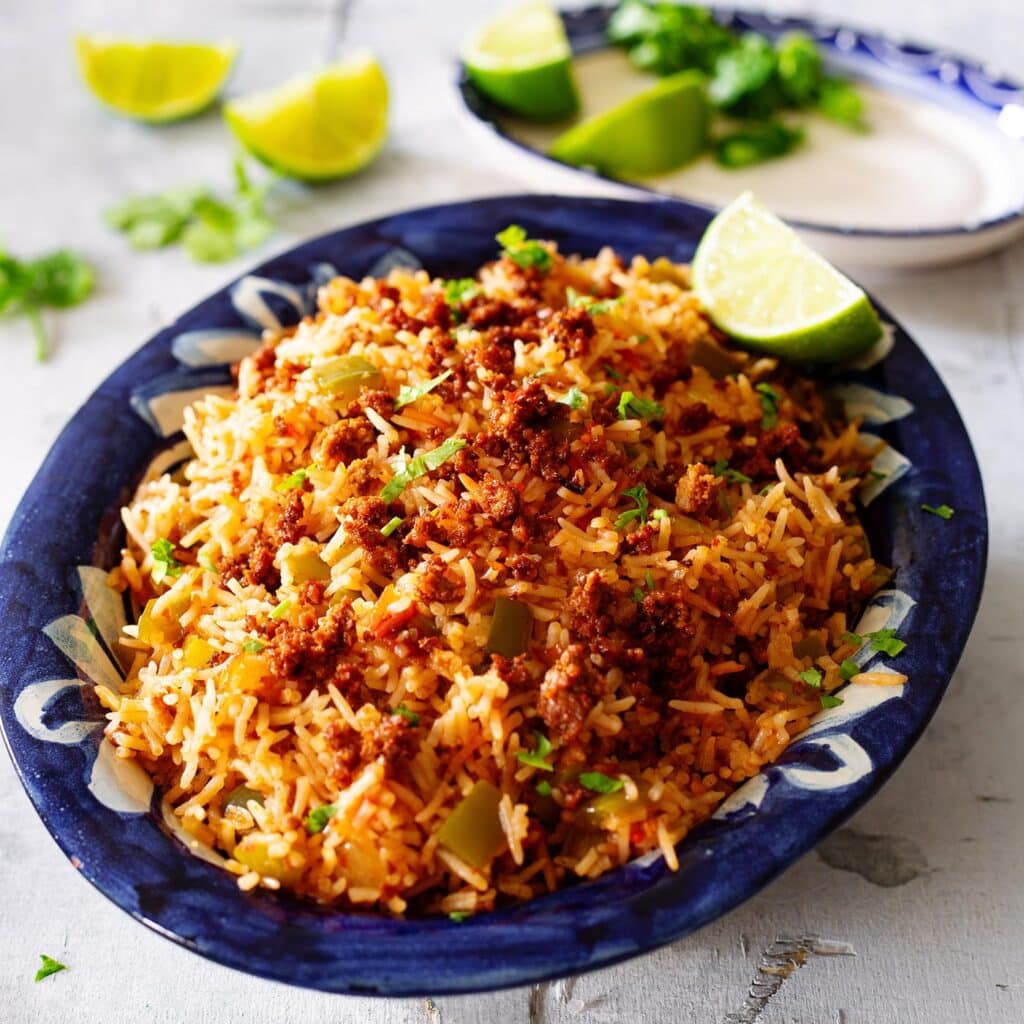 Mexican arroz con chorizo recipe.