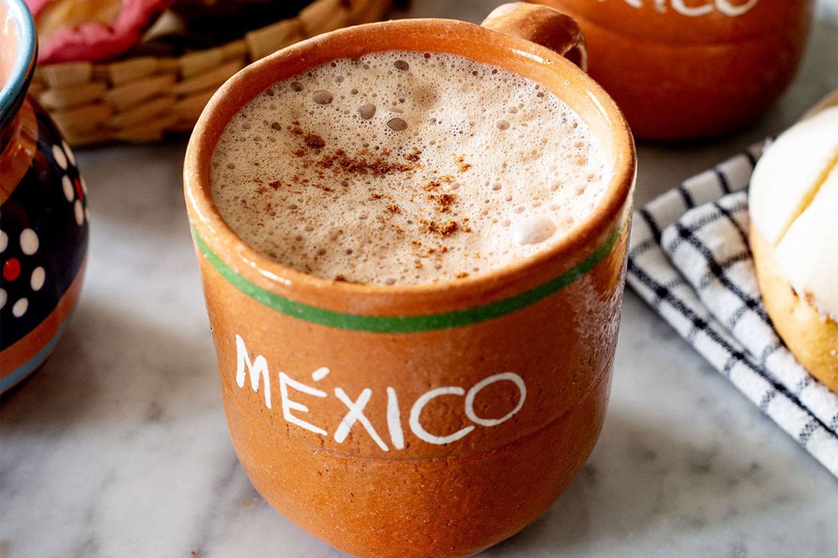 Mexican hot chocolate close-up.