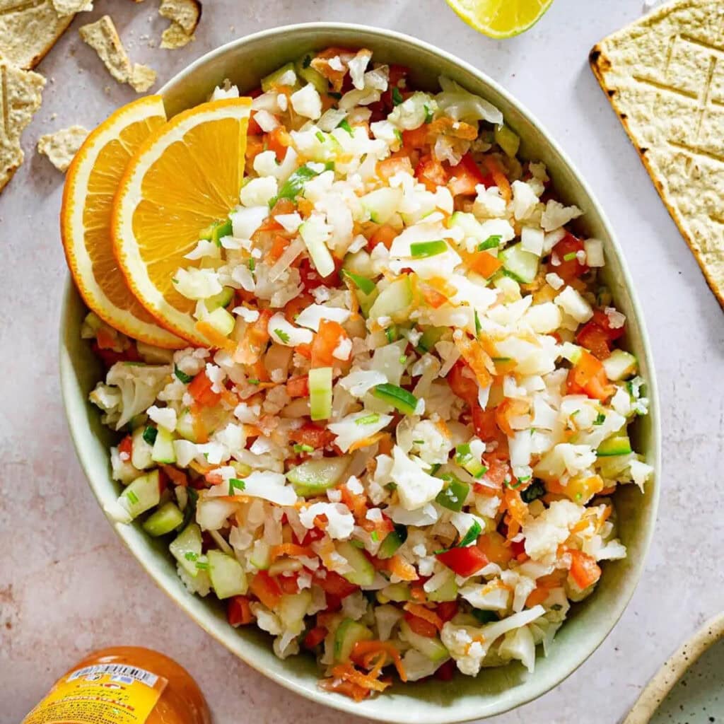 Receta de ceviche de coliflor.