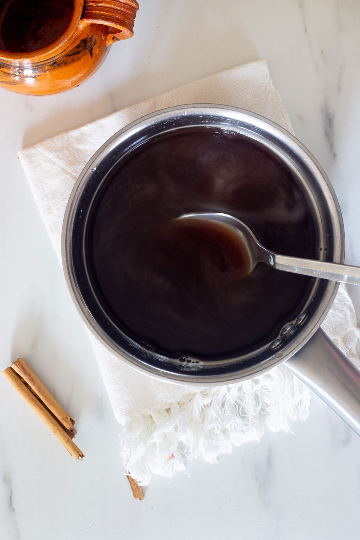 Coffee made in a small pot.