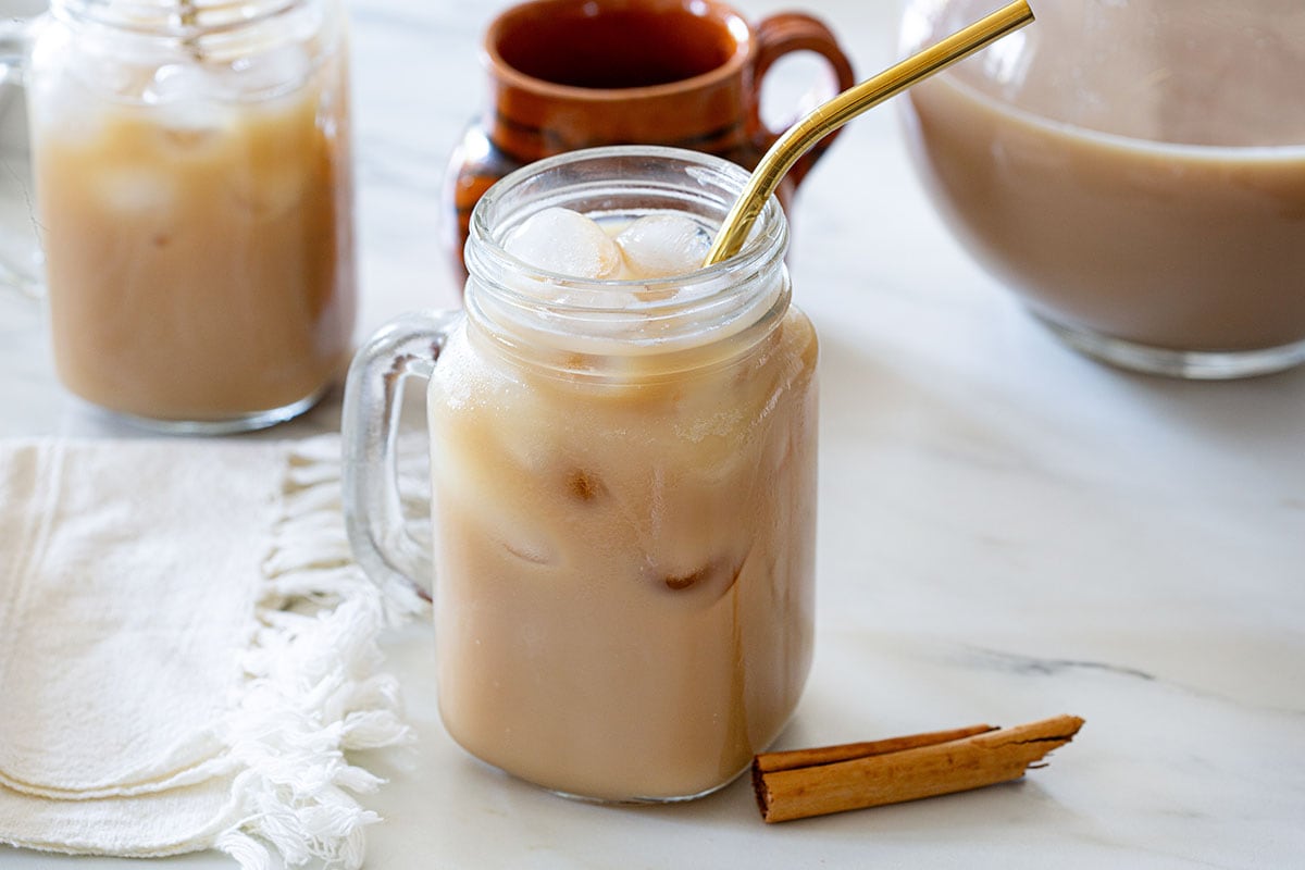 Agua Fresca de Café served over ice. Creamy and cool!