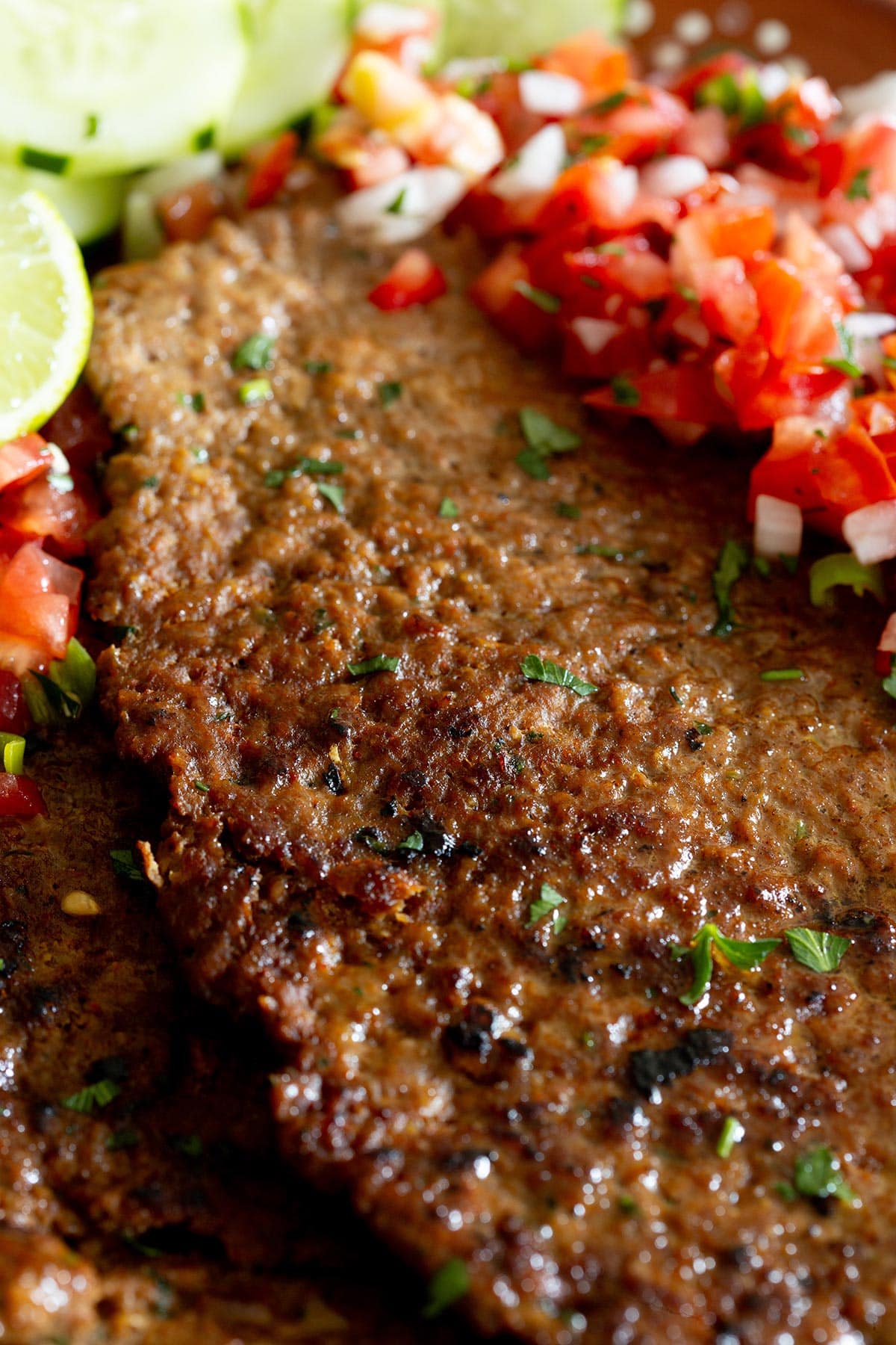 Close-up of beef pacholas.